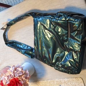 Tahari iridescent peacock green hobo purse